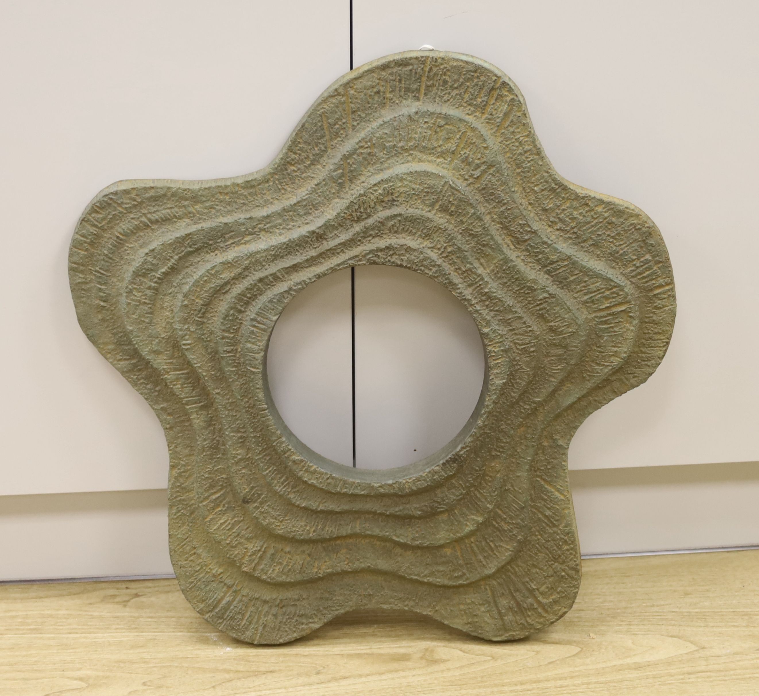 A 'brutalist' mid-century German bronze fountain head sculpture, approx 40kg, height 69cm